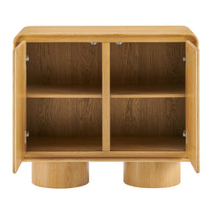 Lumo Oak 2-Door Curved Wood Accent Cabinet - Ornate Home