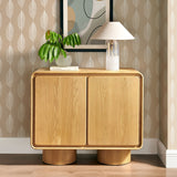 Lumo Oak 2-Door Curved Wood Accent Cabinet - Ornate Home