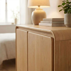 Lumo Oak 2-Door Curved Wood Accent Cabinet - Ornate Home