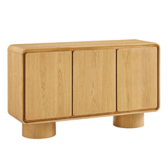 Lumo Oak 3-Door Curved Wood Accent Cabinet - Ornate Home