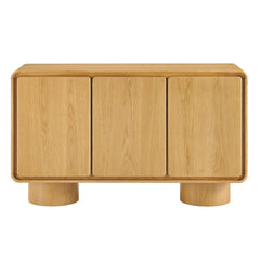 Lumo Oak 3-Door Curved Wood Accent Cabinet - Ornate Home