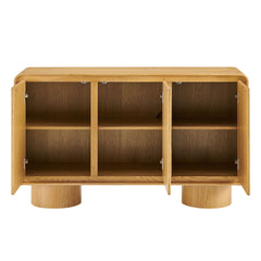 Lumo Oak 3-Door Curved Wood Accent Cabinet - Ornate Home