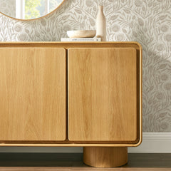 Lumo Oak 3-Door Curved Wood Accent Cabinet - Ornate Home