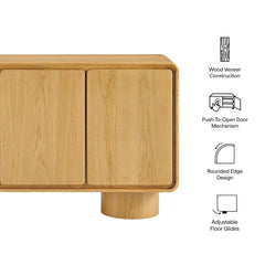 Lumo Oak 3-Door Curved Wood Accent Cabinet - Ornate Home