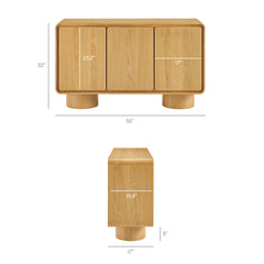 Lumo Oak 3-Door Curved Wood Accent Cabinet - Ornate Home