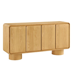 Lumo Oak 4-Door Curved Wood Accent Cabinet - Ornate Home