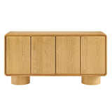 Lumo Oak 4-Door Curved Wood Accent Cabinet - Ornate Home