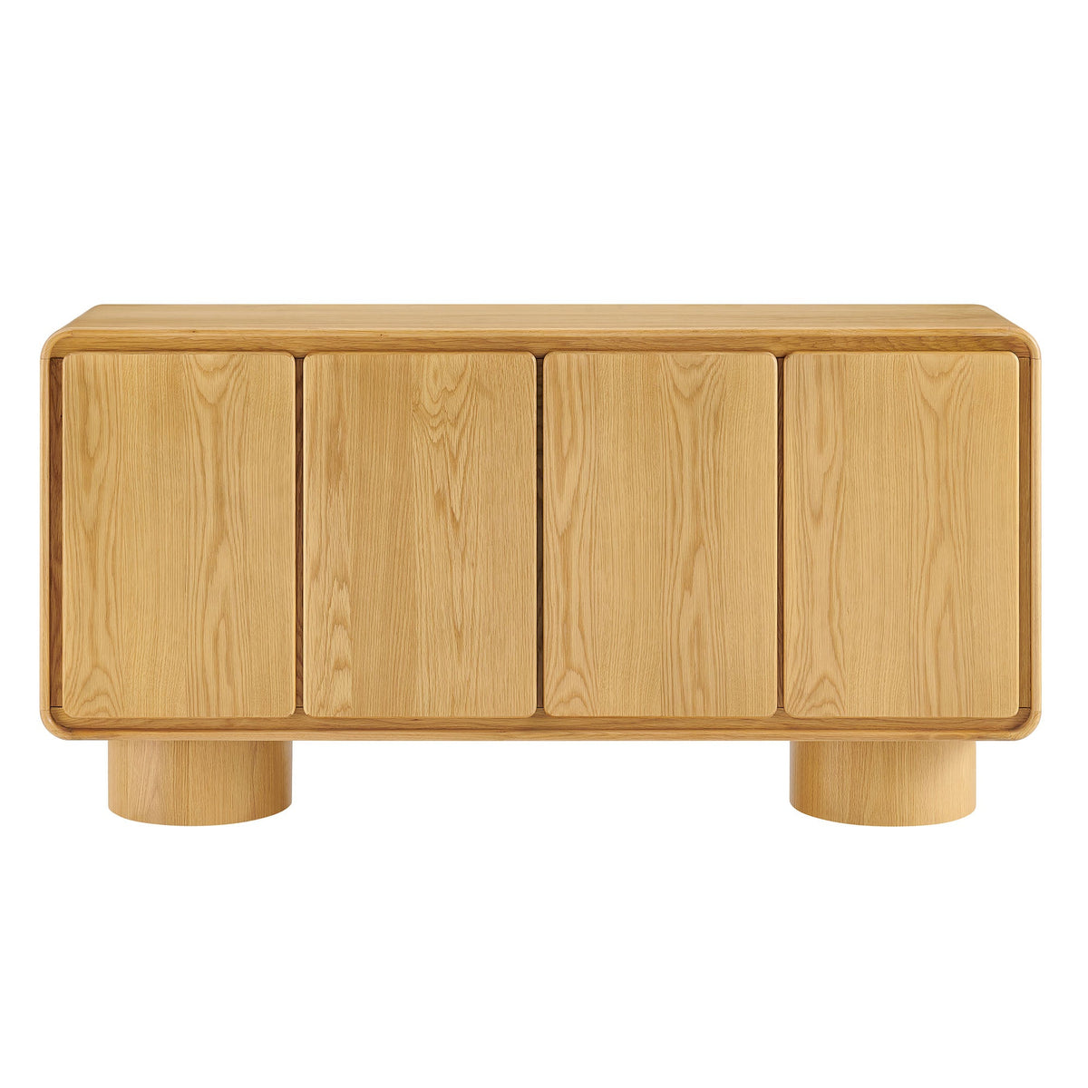 Lumo Oak 4-Door Curved Wood Accent Cabinet - Ornate Home