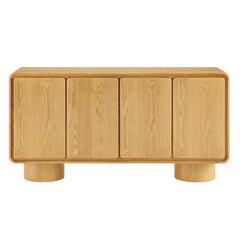 Lumo Oak 4-Door Curved Wood Accent Cabinet - Ornate Home