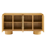 Lumo Oak 4-Door Curved Wood Accent Cabinet - Ornate Home