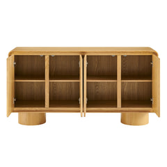 Lumo Oak 4-Door Curved Wood Accent Cabinet - Ornate Home