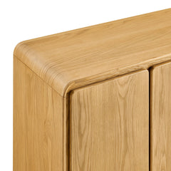 Lumo Oak 4-Door Curved Wood Accent Cabinet - Ornate Home