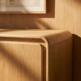 Lumo Oak 4-Door Curved Wood Accent Cabinet - Ornate Home
