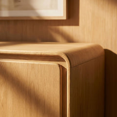 Lumo Oak 4-Door Curved Wood Accent Cabinet - Ornate Home