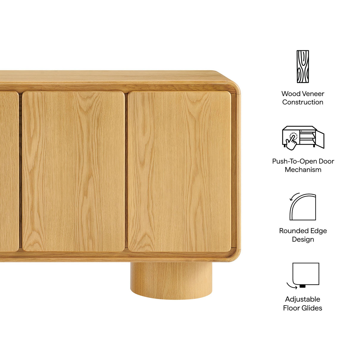 Lumo Oak 4-Door Curved Wood Accent Cabinet - Ornate Home