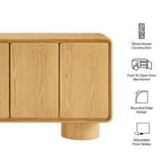 Lumo Oak 4-Door Curved Wood Accent Cabinet - Ornate Home