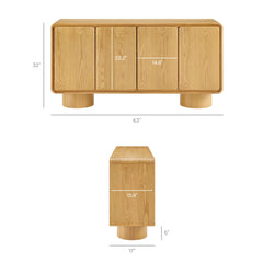 Lumo Oak 4-Door Curved Wood Accent Cabinet - Ornate Home