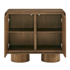 Lumo Walnut 2-Door Curved Wood Accent Cabinet - Ornate Home