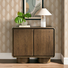 Lumo Walnut 2-Door Curved Wood Accent Cabinet - Ornate Home