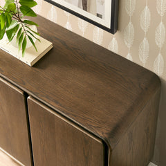 Lumo Walnut 2-Door Curved Wood Accent Cabinet - Ornate Home
