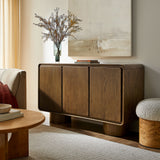 Lumo Walnut 3-Door Curved Wood Accent Cabinet - Ornate Home