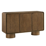 Lumo Walnut 3-Door Curved Wood Accent Cabinet - Ornate Home