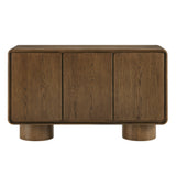 Lumo Walnut 3-Door Curved Wood Accent Cabinet - Ornate Home