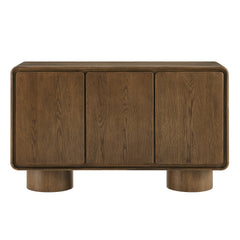 Lumo Walnut 3-Door Curved Wood Accent Cabinet - Ornate Home