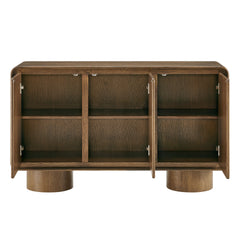 Lumo Walnut 3-Door Curved Wood Accent Cabinet - Ornate Home