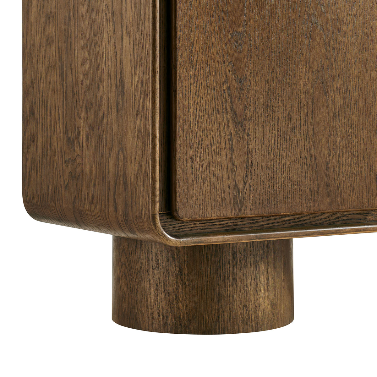 Lumo Walnut 3-Door Curved Wood Accent Cabinet - Ornate Home