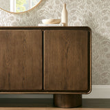 Lumo Walnut 3-Door Curved Wood Accent Cabinet - Ornate Home