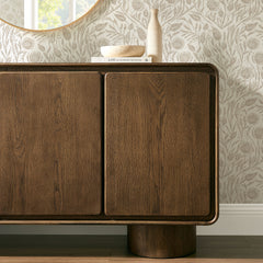 Lumo Walnut 3-Door Curved Wood Accent Cabinet - Ornate Home