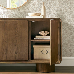 Lumo Walnut 3-Door Curved Wood Accent Cabinet - Ornate Home