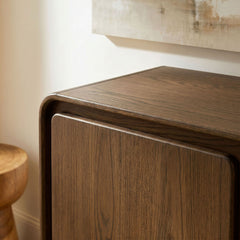 Lumo Walnut 3-Door Curved Wood Accent Cabinet - Ornate Home