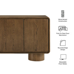 Lumo Walnut 3-Door Curved Wood Accent Cabinet - Ornate Home