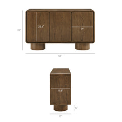 Lumo Walnut 3-Door Curved Wood Accent Cabinet - Ornate Home
