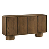 Lumo Walnut 4-Door Curved Wood Accent Cabinet - Ornate Home