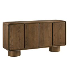 Lumo Walnut 4-Door Curved Wood Accent Cabinet - Ornate Home