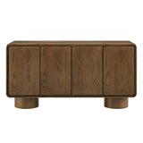 Lumo Walnut 4-Door Curved Wood Accent Cabinet - Ornate Home