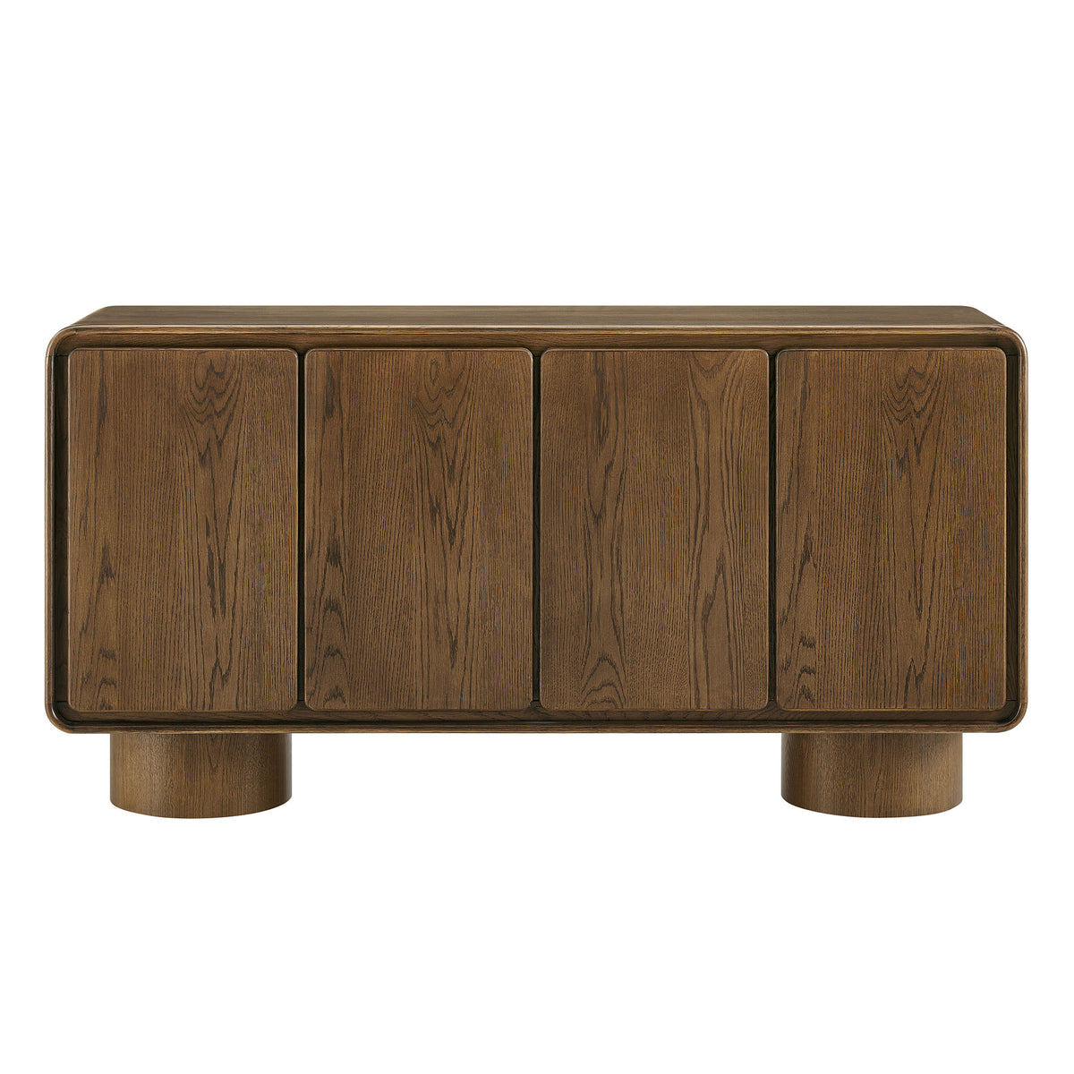 Lumo Walnut 4-Door Curved Wood Accent Cabinet - Ornate Home