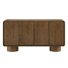 Lumo Walnut 4-Door Curved Wood Accent Cabinet - Ornate Home