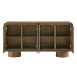 Lumo Walnut 4-Door Curved Wood Accent Cabinet - Ornate Home