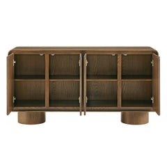 Lumo Walnut 4-Door Curved Wood Accent Cabinet - Ornate Home