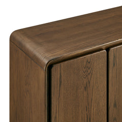 Lumo Walnut 4-Door Curved Wood Accent Cabinet - Ornate Home
