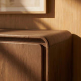 Lumo Walnut 4-Door Curved Wood Accent Cabinet - Ornate Home