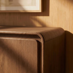Lumo Walnut 4-Door Curved Wood Accent Cabinet - Ornate Home
