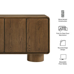Lumo Walnut 4-Door Curved Wood Accent Cabinet - Ornate Home