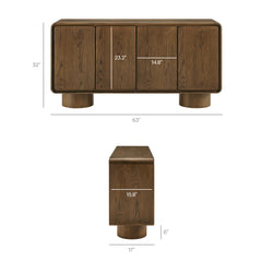 Lumo Walnut 4-Door Curved Wood Accent Cabinet - Ornate Home