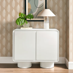 Lumo White 2-Door Curved Wood Accent Cabinet - Ornate Home
