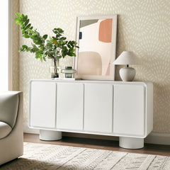 Lumo White 4-Door Curved Wood Accent Cabinet - Ornate Home